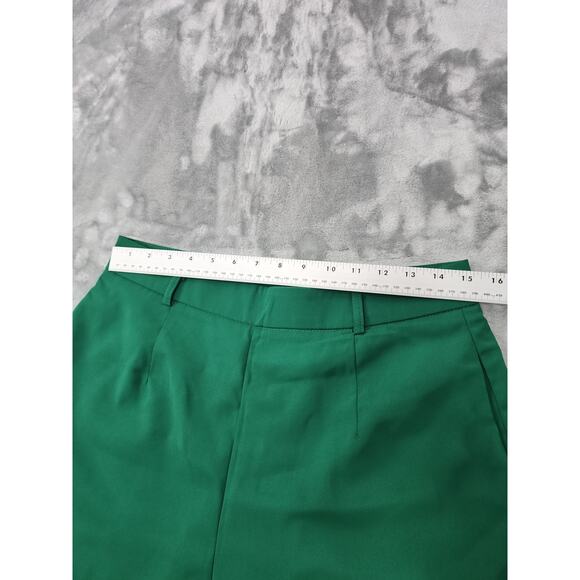 Double Crazy High Rise Wide Leg Pants Size L Green Back Zip Office Career Dressy - Picture 6 of 10